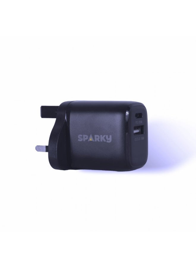 سباركي شاحن حائط سباركي 38 واط بمنفذين USB-C PD و USB-A QC 3.0 – شحن سريع - Image 2